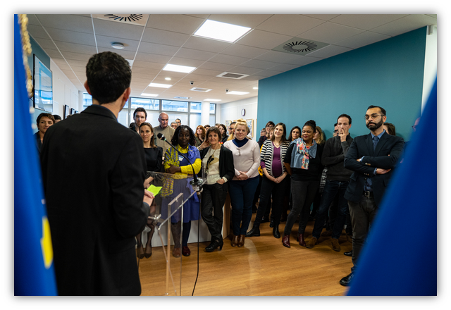 Le 16 janvier 2020, près d’une soixantaine de personnes étaient présentes pour assister à l’inauguration des nouveaux locaux du pôle territorial de formation Île-de-France Outremer de l’ENPJJ. 